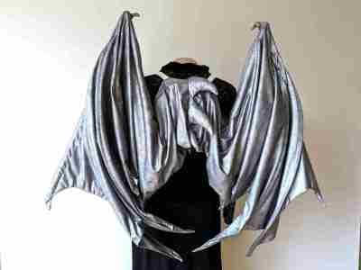 Back closed view of dragon demon bat wings DIY instructions sewing pattern.
