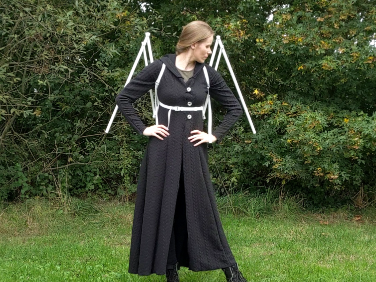 Front closed 2 Closed view of moving wings for cosplay wing set by chimera wings.