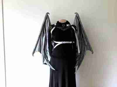 Front closed view of dragon demon bat wings DIY instructions sewing pattern.