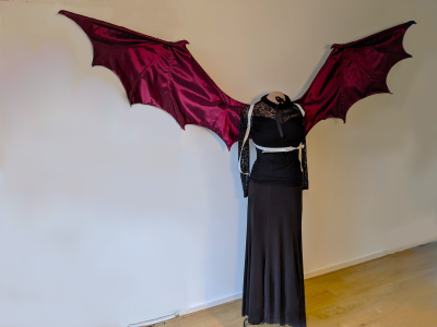 Front open view of dragon demon bat wings DIY instructions sewing pattern.